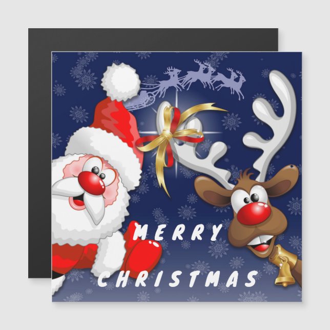 Santa y los renos Feliz Personalizado (Anverso/Reverso)