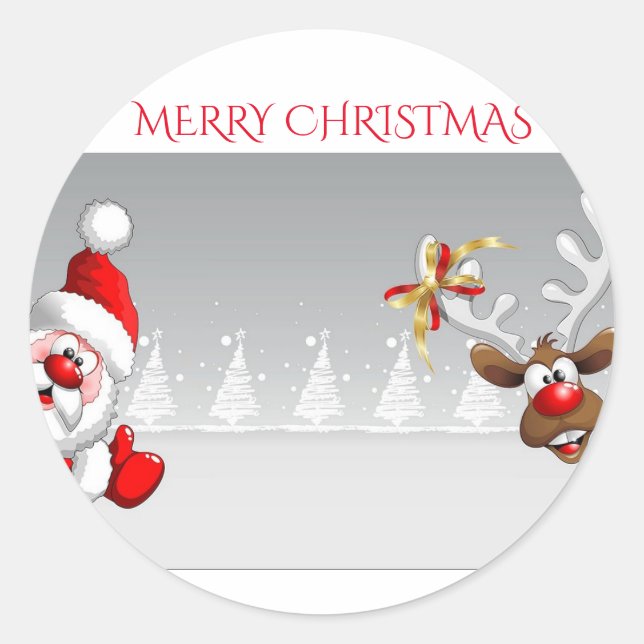 Santa y pegatinas de renos. (Anverso)