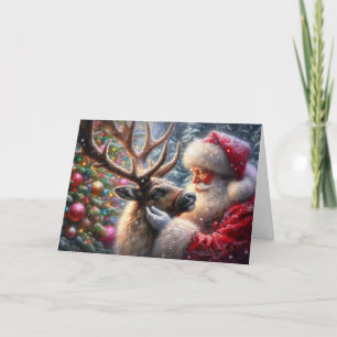 Santa y reno, bosque de nieve, árbol de Navidad 1
