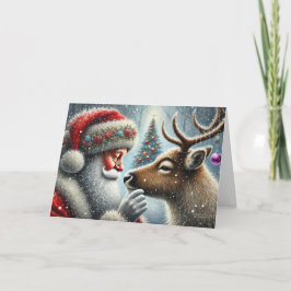 Santa y reno, bosque de nieve, árbol de Navidad 4