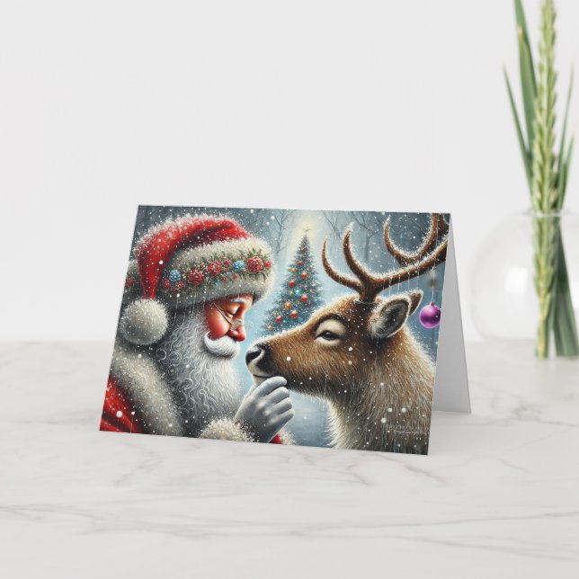 Santa y Reno, Bosque Nevado, Árbol de Navidad 4 (Anverso)