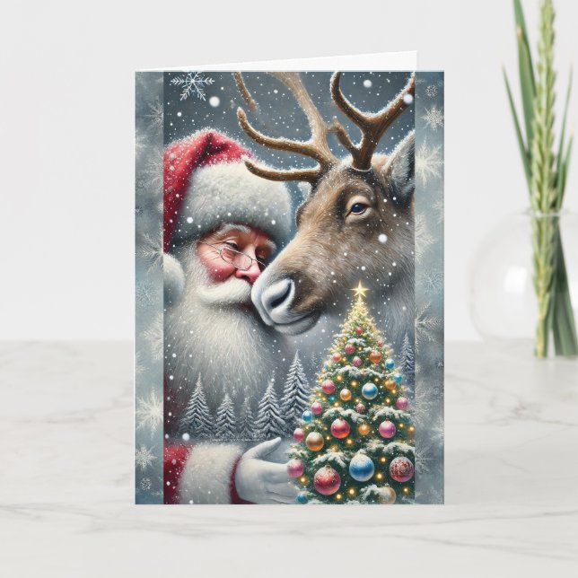 Santa y Reno, Bosque Nevado, Árbol de Navidad 7 (Anverso)