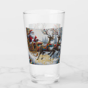 Santa y reno de Navidad clásica/vintage