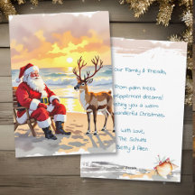 Santa y Reno en la Playa Navidad Personalizada