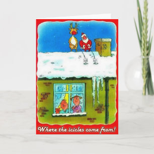 Santa y Rudolf hace pis en tarjeta de felicitación