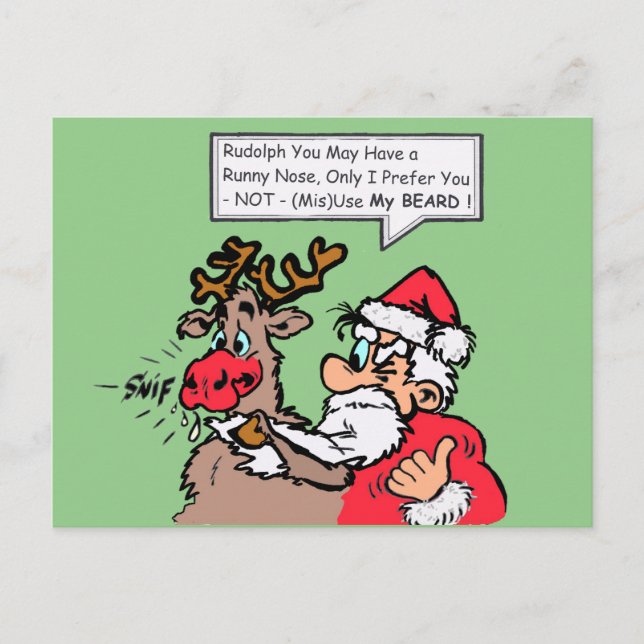 Santa y Rudolph Funny Personalizado Cust. Postal (Anverso)