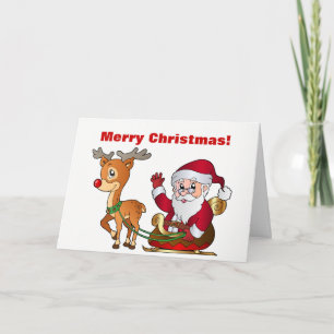 Santa y Rudolph que dicen Felices Navidad