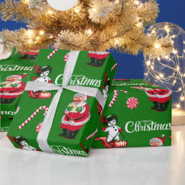 Santa y Snowman de la época con papel de envolver 