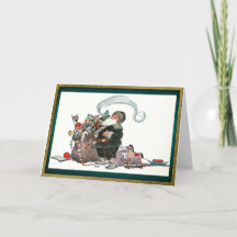 Santa y su bolsa de juguetes Tarjeta de Navidad