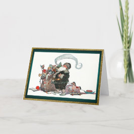 Santa y su bolsa de juguetes Tarjeta de Navidad