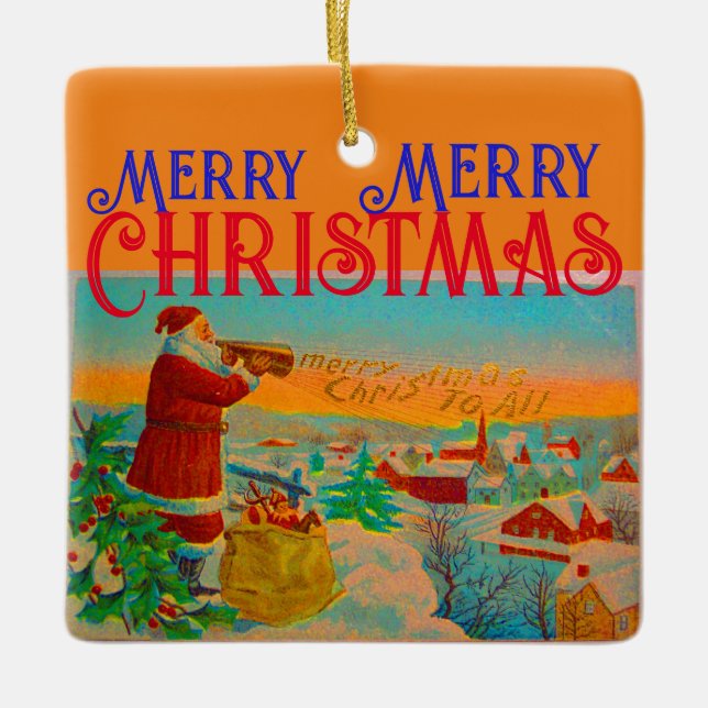 Santa y sus Navidades Ornamento del Cuerno (Anverso)