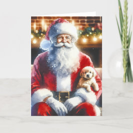 Santa y un cachorro | Navidad vintage