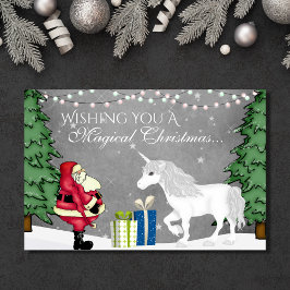 Santa y Unicornio Navidad Mágica Año Nuevo Feliz