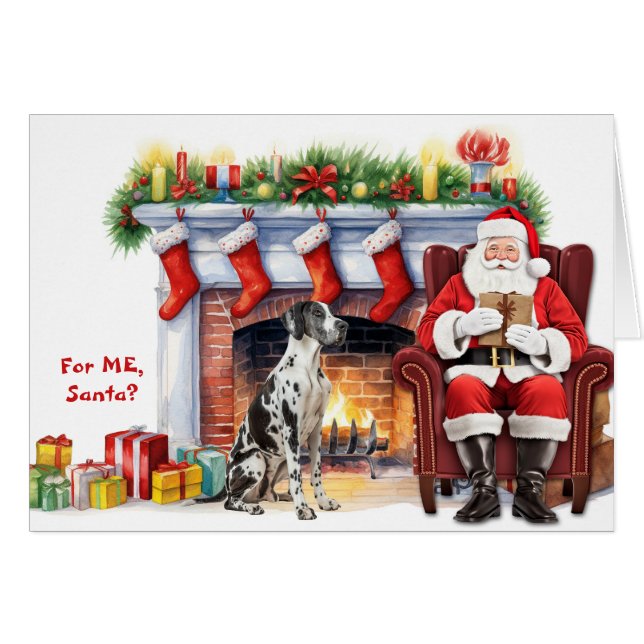 Santa's Gift Black White Great Dane Dog Christmas (Anverso (Horizontal))