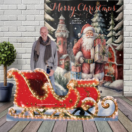 Santa's Village Feliz Navidad Tapiz colgante