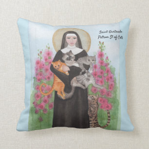 Santo Gertrude patrona del Cojín decorativo de lo