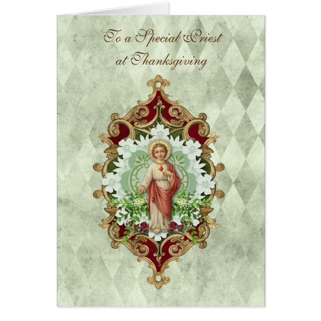 Santo sacerdote católico de Acción de Gracias Jesú (Frente)