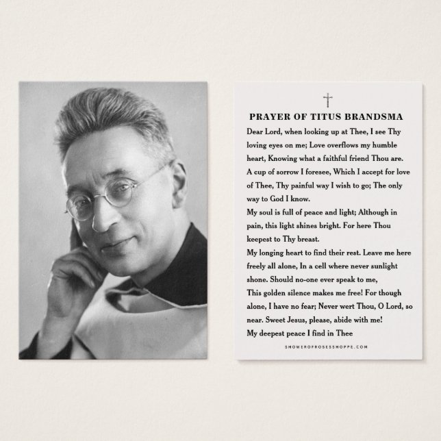 Santo Titus Brandsma Oración Católica Religiosa (Anverso y reverso)
