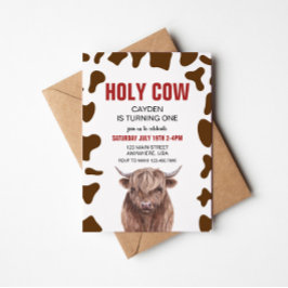 Santo Vaca Cumpleaños Invitación de Cuadro Rojo Un