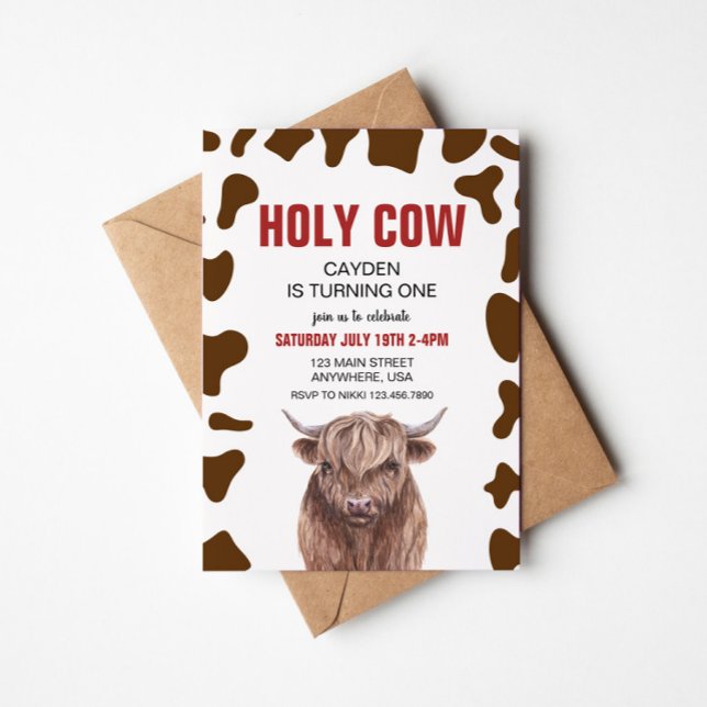 Santo Vaca Cumpleaños Invitación de Cuadro Rojo Un (Subido por el creador)