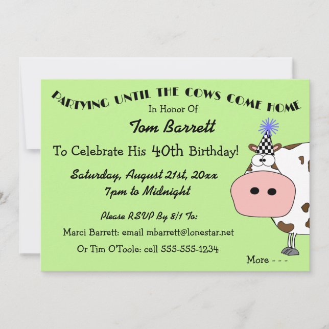 ¡Santo Vaca! Divertidas invitaciones para fiestas  (Anverso)