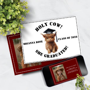 ¡Santo Vaca! Ella/Él Graduada Invitación a la Foto