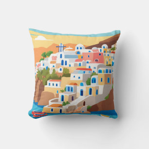 Santorini, Cojín decorativo griego de arte