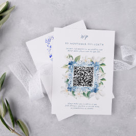 Santorini Grecia acuarela | Código QR RSVP boda