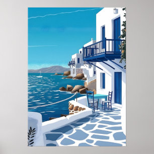 Santorini Grecia Arte de pared costero del mar azu