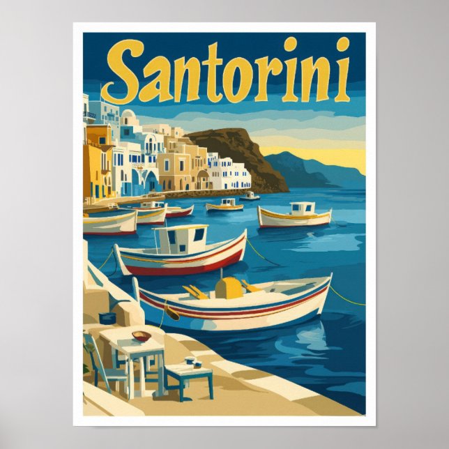Santorini Grecia Ilustracion de Viajes de Arte Vin (Frente)