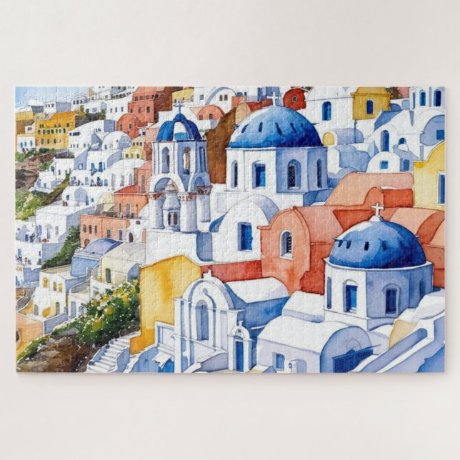 Santorini Grecia Keepsake Water Puzzle (Horizontal)