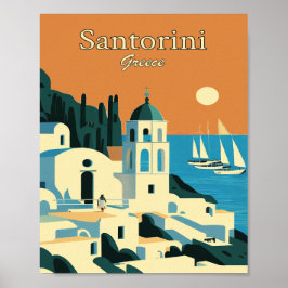 Santorini Grecia Minimalista Poster de arte de la 