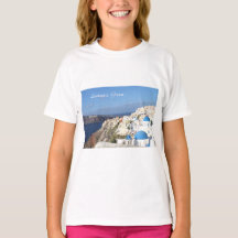 Santorini, Grecia, Oia, camiseta de los chicas