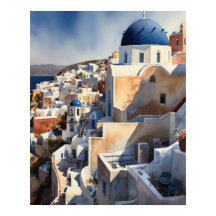 Santorini Grecia Paisaje Arte de viajes Imprimir P