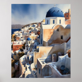 Santorini Grecia Paisaje Arte de viajes Imprimir P