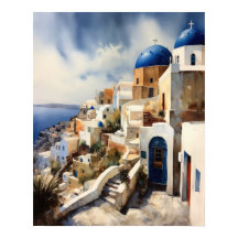 Santorini Grecia Paisaje Arte de viajes Imprimir P