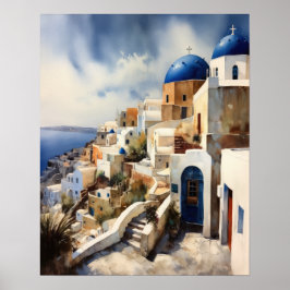Santorini Grecia Paisaje Arte de viajes Imprimir P