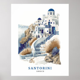 Santorini Grecia Poster de arte de viajes