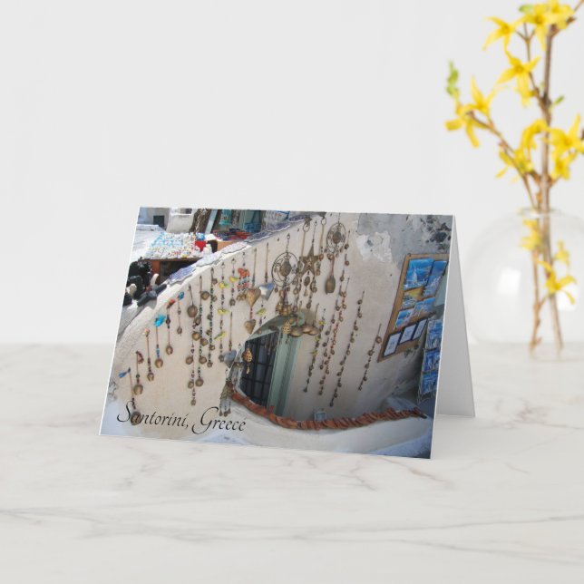 Santorini, Grecia Souvenirs - tarjeta (flor amarilla)