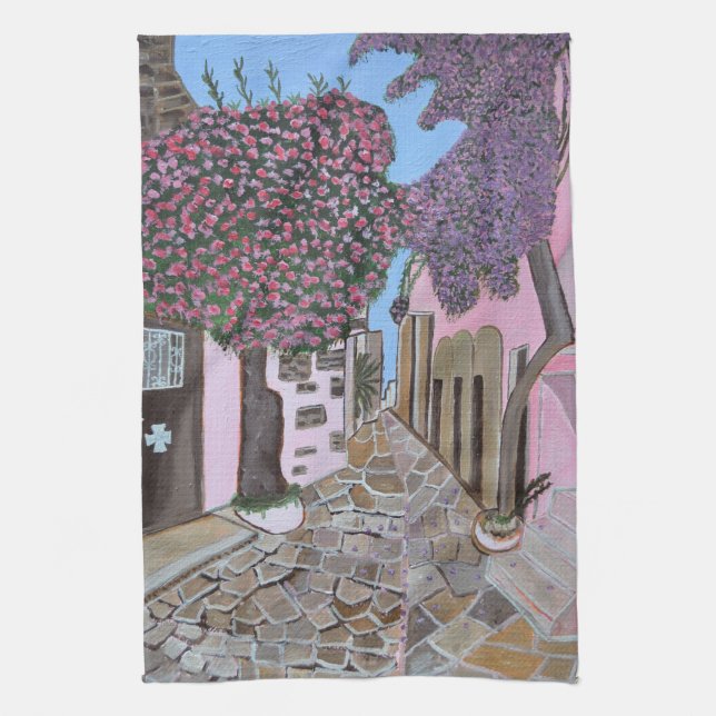 Santorini, toalla de cocina griega (Vertical)