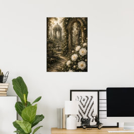 Santuario de Camelia Fantasma Arte Botánico Vintag