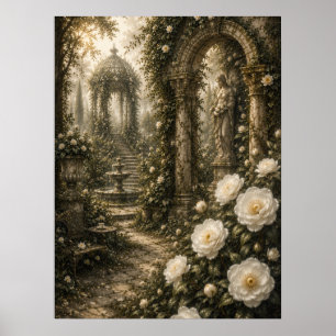 Santuario de Camelia Fantasma Arte Botánico Vintag