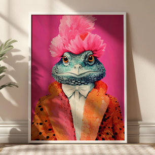 Sapo con trajes funky Arte de moda animal colorida