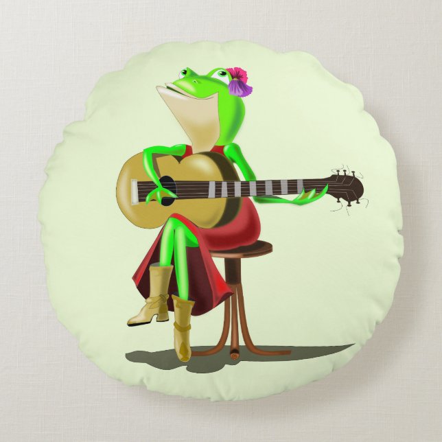 Sapo Jugando Almohadas De Guitarra (Anverso)