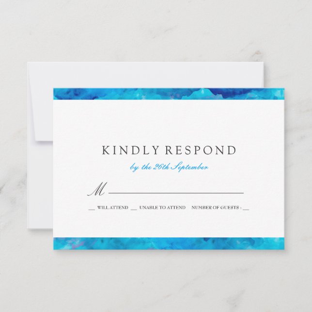 Sapphire Abstract Watercolor Wedding RSVP (Anverso)