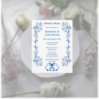 Sapphire Boda Menu Card Bells Scroll