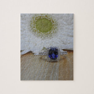 Sapphire Diamond Engagement Ring Jigsaw Puzzle