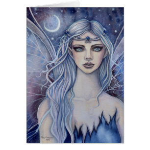 Sapphire Fairy Fantasy Watercolor Art