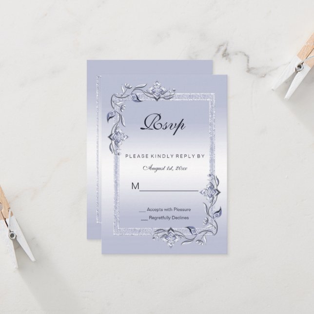 Sapphire Gem & Purpurina 45th Wedding RSVP (Anverso/Reverso In Situ)