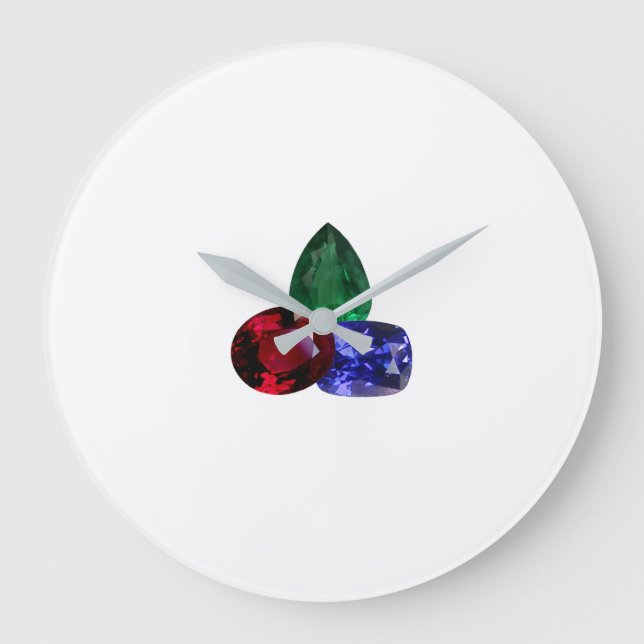 Sapphire Ruby Emerald Gemstone Gran Reloj (Anverso)